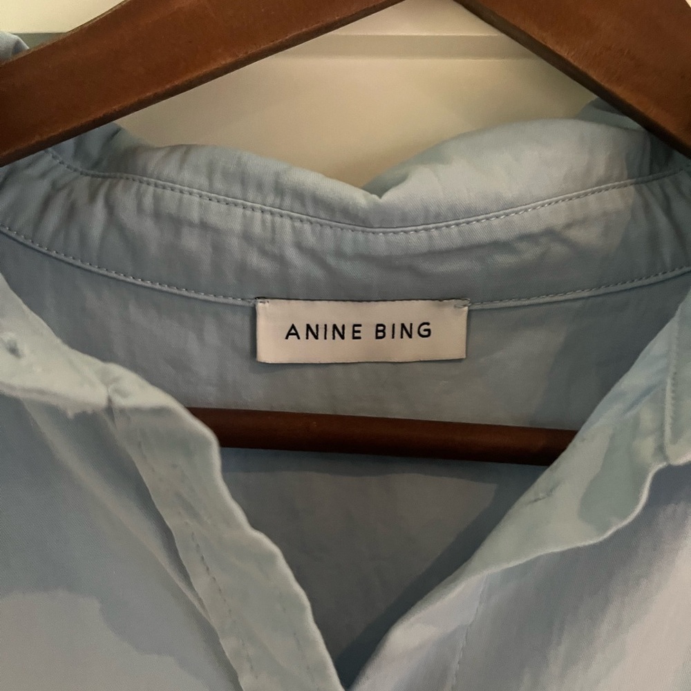 Anine Bing Mika Collared Button Down Shirt Blue - Picture 7 of 9